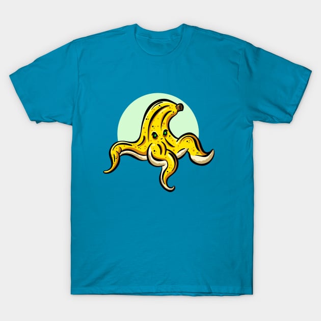 Evil Banana Slip Peel Sticker Character T-Shirt by Squeeb Creative